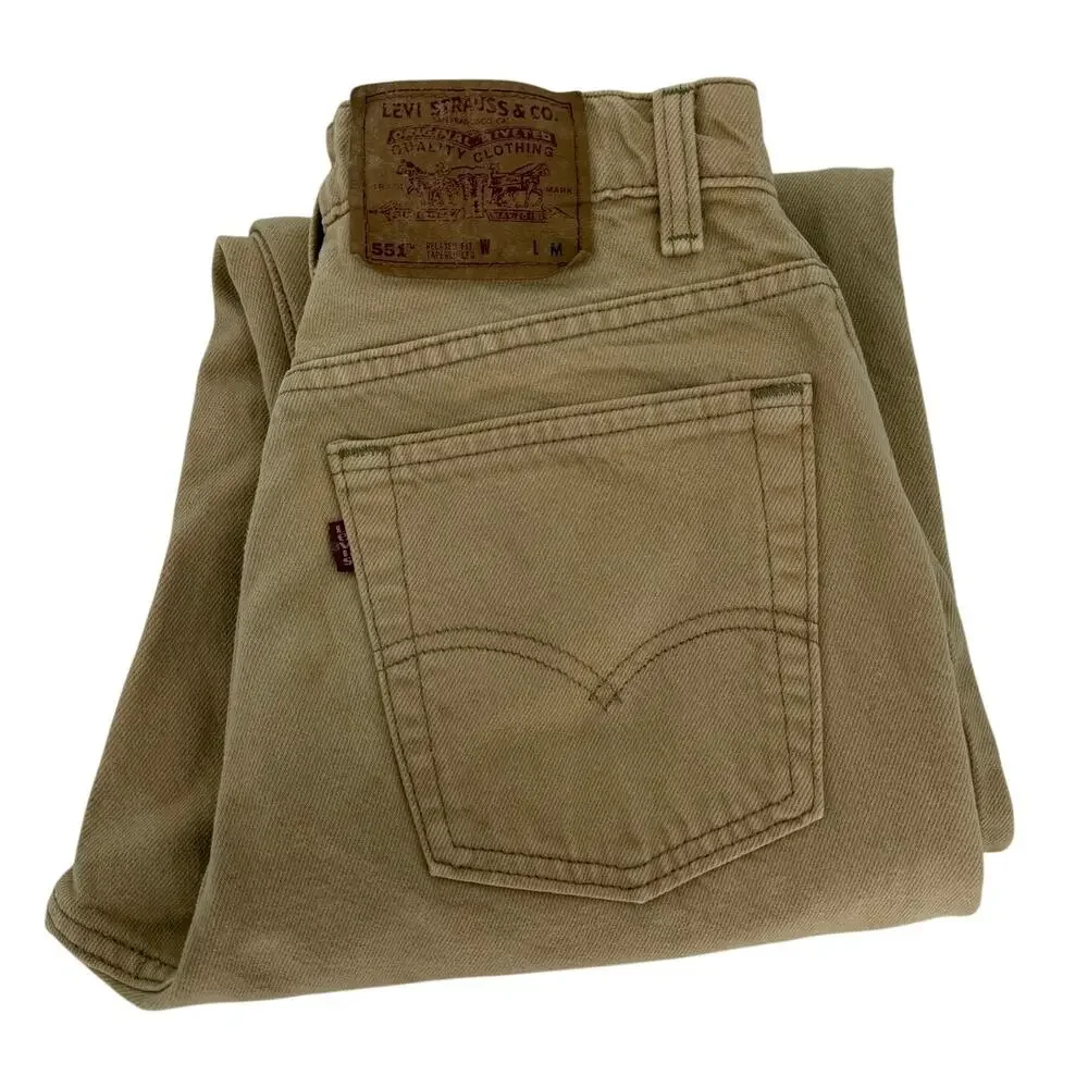 VTG Levis 551 Womens sz 12 MED Beige Cotton Made in USA Relaxed Tapered Fit - Picture 1 of 13